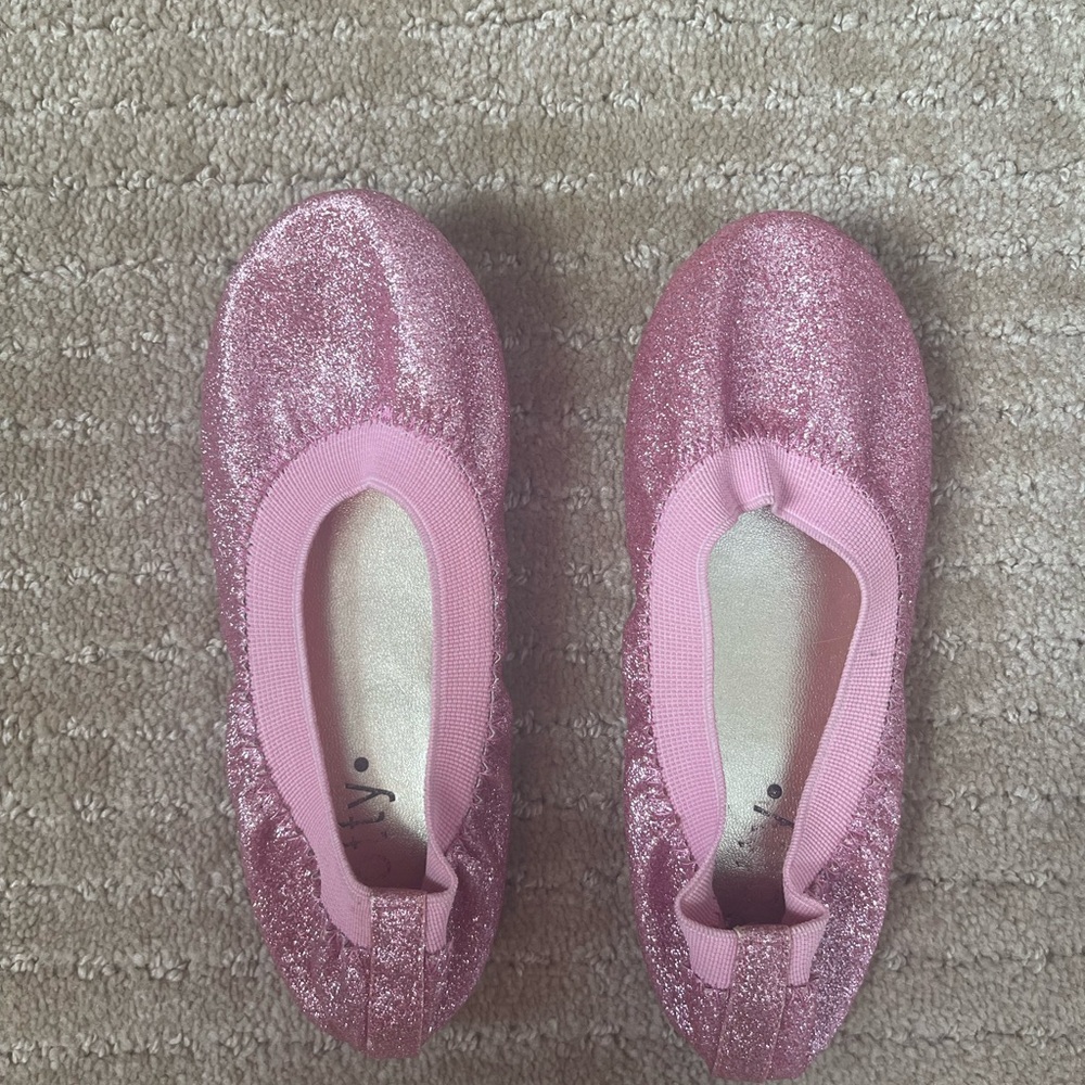 Girls pink glitter ballet flats, size 12 little kid